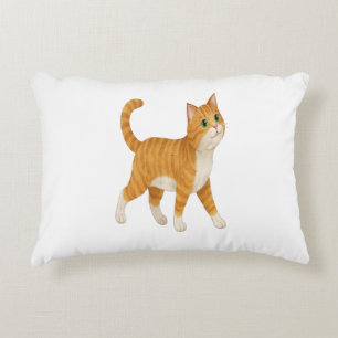 Smiling Orange Cat Decorative Pillow