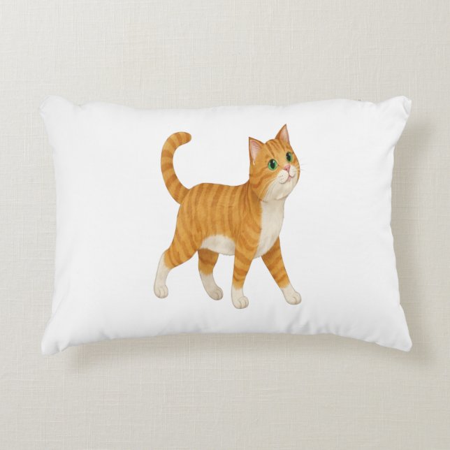Smiling Orange Cat Decorative Pillow (Front)