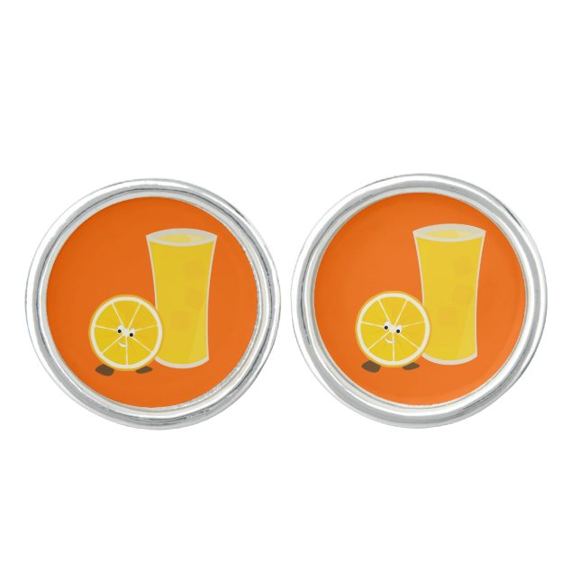 Smiling orange ring with orange juice cufflinks (Front)