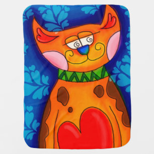 Smiling Orange Tabby Cat Baby Blanket