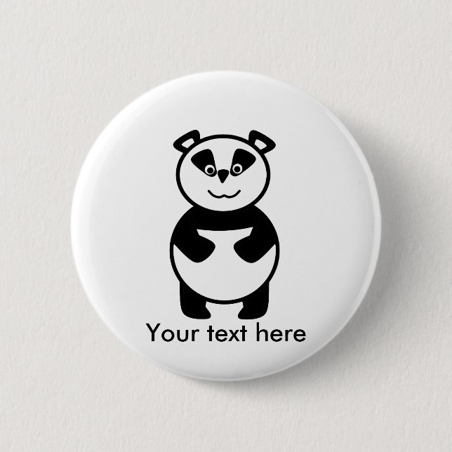 Smiling panda bear pinback button (Front)
