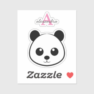 Smiling Panda Face Monogram – Cute Kawaii Personal Sticker
