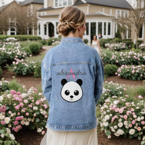 Smiling Panda Face Monogram Denim Jacket