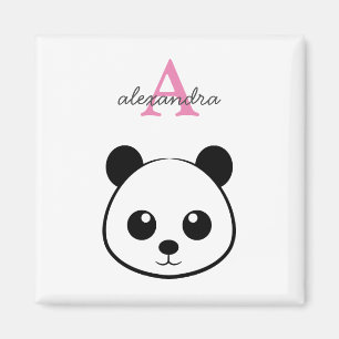 Smiling  panda face Monogram  Magnet