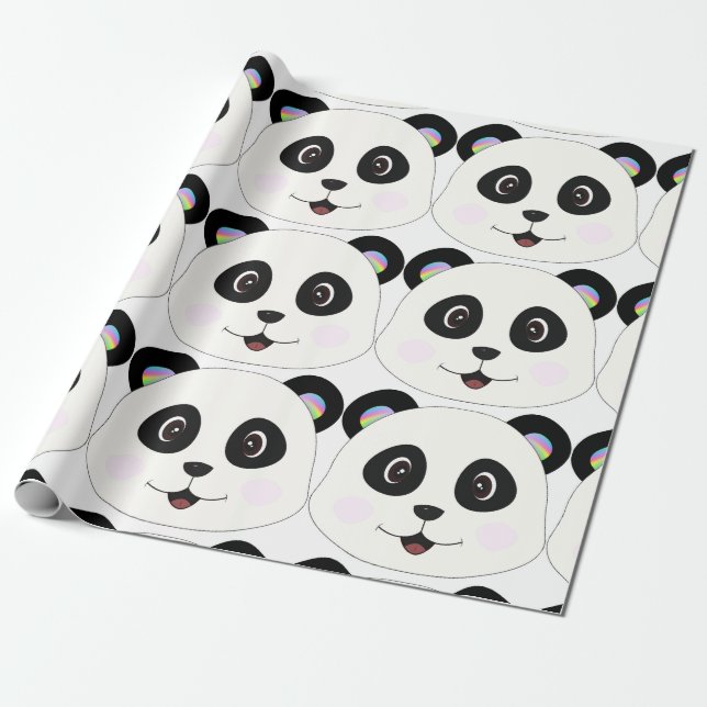 Smiling Panda Face Wrapping Paper (Unrolled)