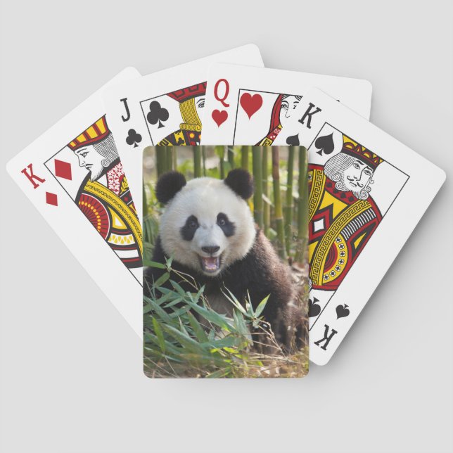 Smiling Panda Portrait Poker Cards (Back)