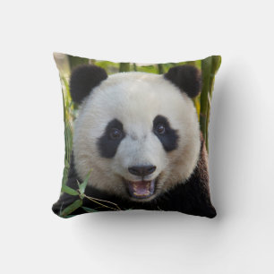 Smiling Panda Portrait Throw Pillow
