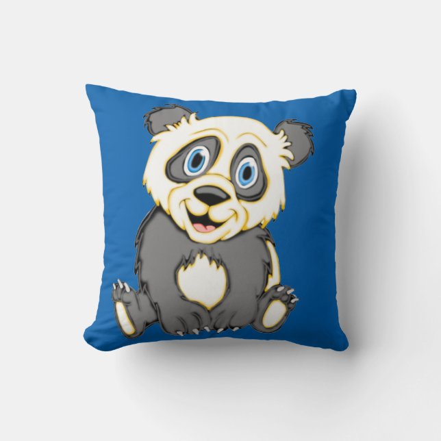 Smiling Panda Square Pillow (Front)