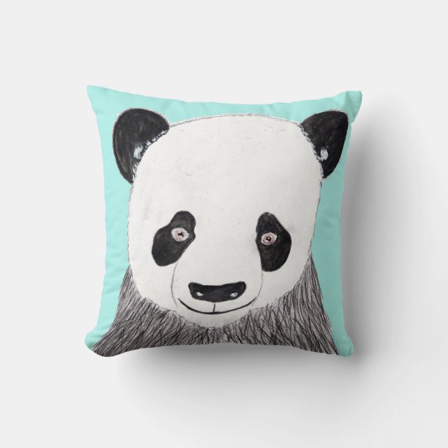 Smiling Panda Throw Pillow (Front)