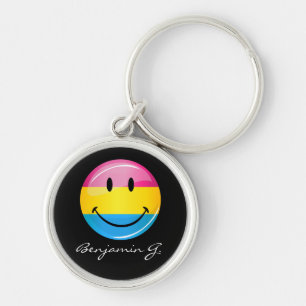 Smiling Pansexual Pride Flag Keychain