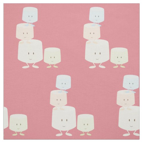 Smiling partially stacked marsmallows fabric