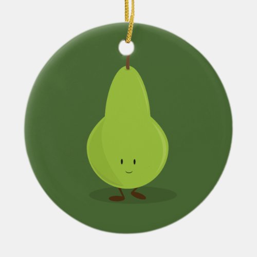 Smiling Pear Ceramic Ornament