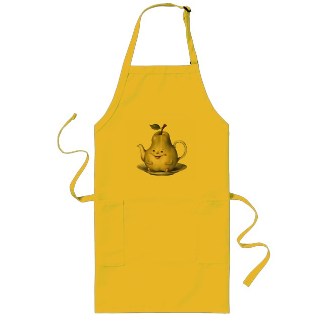 Smiling Pear Teapot Long Apron (Front)