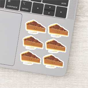 Smiling Pecan Pie Slice Cartoon Character Sticker