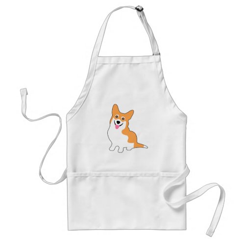 Smiling Pembroke Welsh Corgi Cartoon Adult Apron