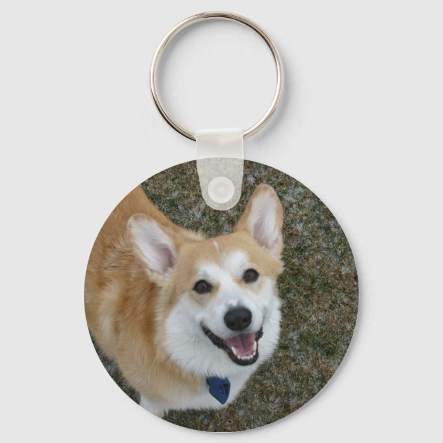 Smiling Pembroke Welsh Corgi Keychain (Front)
