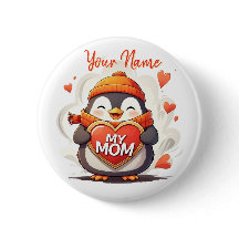Smiling Penguin holding heart sign MY MOM