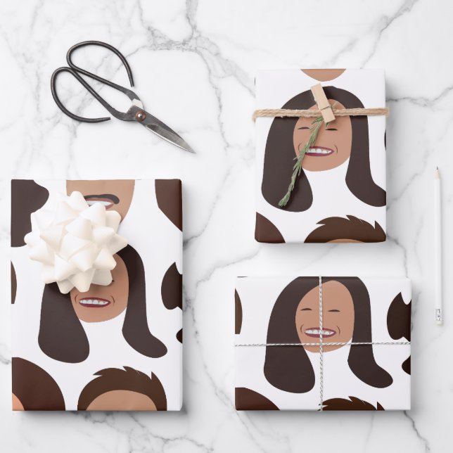 Smiling People Face Smile Wrapping Paper Sheets (Front)