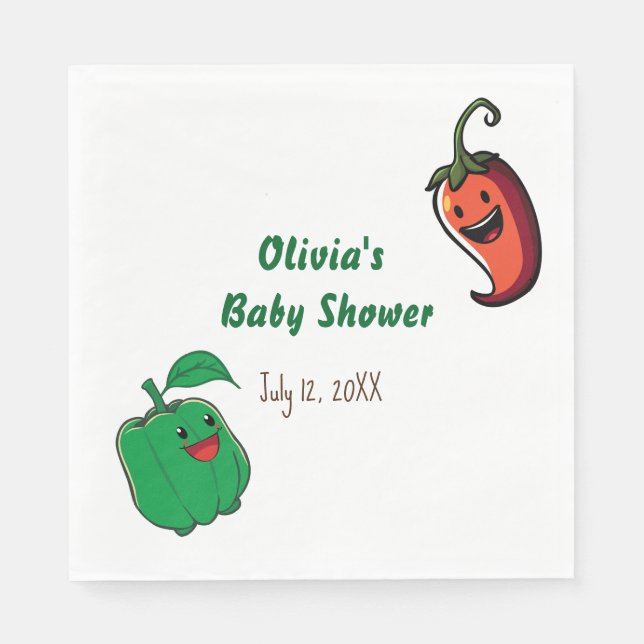 Smiling Peppers Baby Shower Napkins (Front)