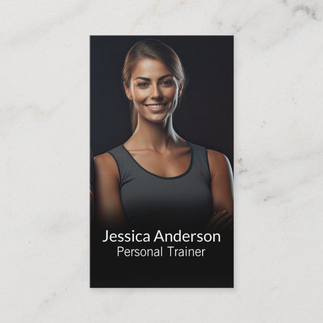 Smiling Personal Trainer | Fitness Business Card (Front)