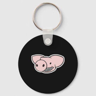 smiling pig with braces keychain