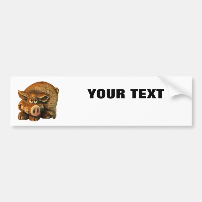 Smiling Pig  Your Text "Folio Extra Bold" on White Bumper Sticker (Front)