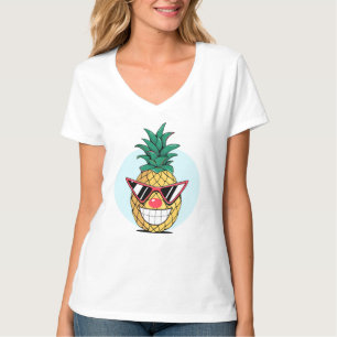 Smiling pineapple wearing sunglasses & clown nose T-Shirt