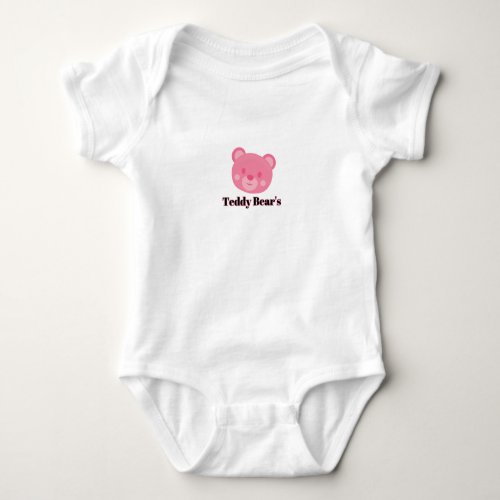 Smiling Pink Bear Baby Bodysuit