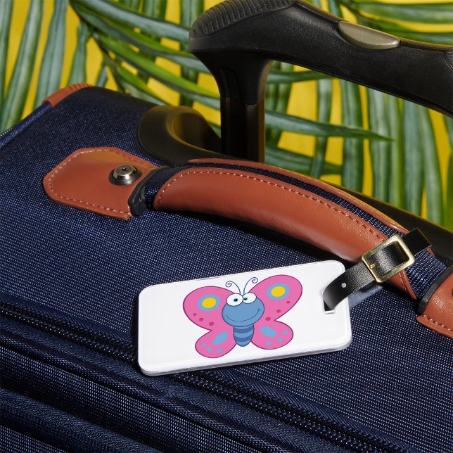 Smiling Pink Butterfly Luggage Tags (Creator Uploaded)