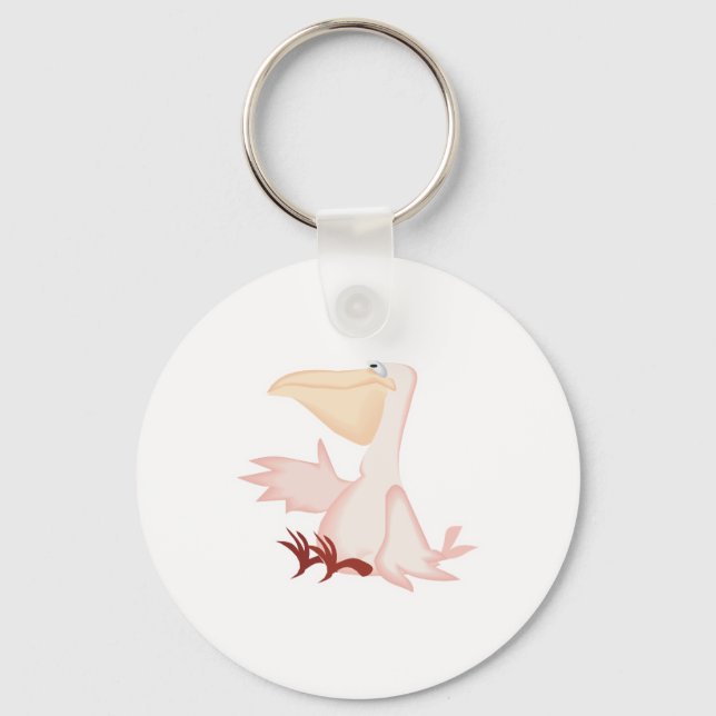 smiling pink pelican keychain (Front)