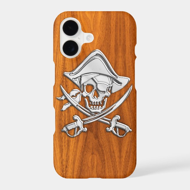 Smiling Pirate on Teak Veneer Case-Mate iPhone Case (Back)