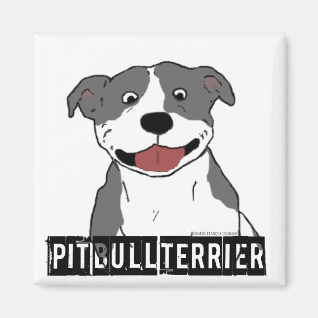 Smiling Pit Bull (Blue and White breed name) Magnet (Front)