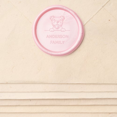 Smiling Pit Bull Dog Family Name Wax Seal Sticker