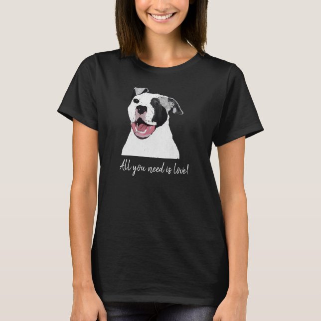 Smiling Pit Bull Dog T-Shirt (Front)