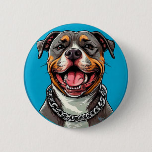 🐶 Smiling Pitbull Dog Lover Badge Gift Button