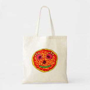 Smiling Pizza Face Illustration Design Tote Bag