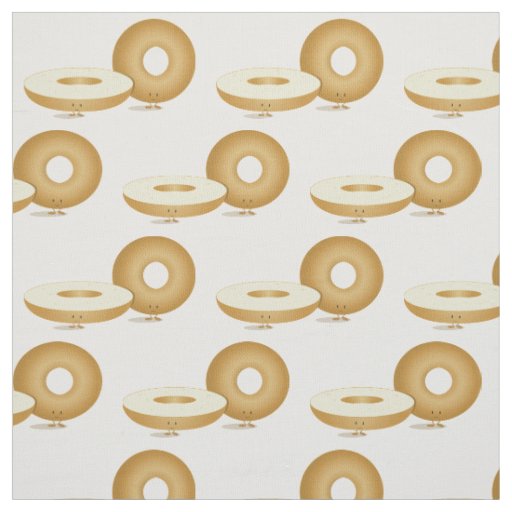 Smiling Plain Bagels Bread Food Characters Fabric
