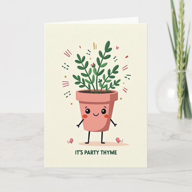 Smiling Plant Happy Birthday Card (Front)