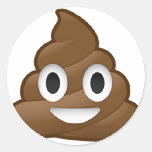 Smiling Poop Emoji Classic Round Sticker