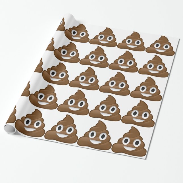 Smiling Poop Emoji Wrapping Paper (Unrolled)