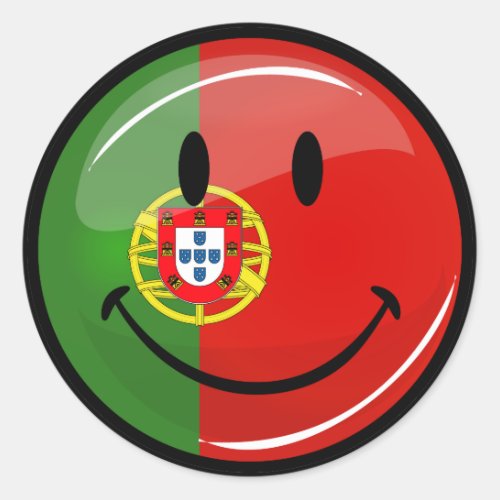 Smiling Portuguese Flag Classic Round Sticker