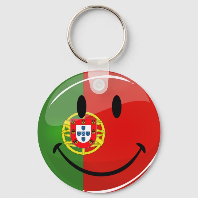 Smiling Portuguese Flag Keychain (Front)
