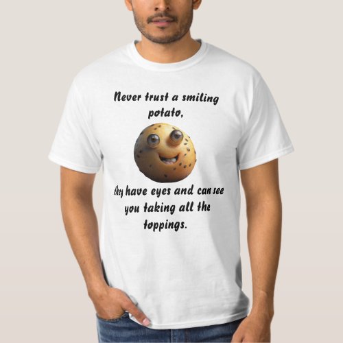 Smiling potato funny potato head shirt design