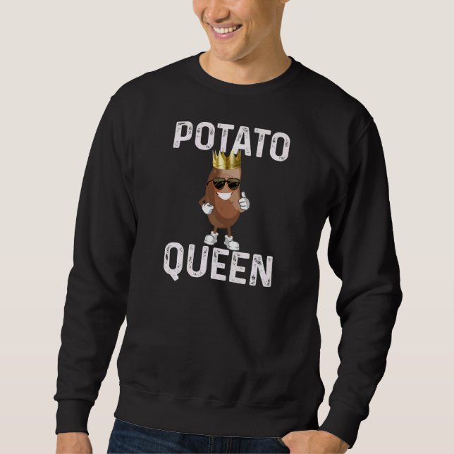 Smiling Potato In Sunglusses Cute Potato Queen Coo Sweatshirt (Front)