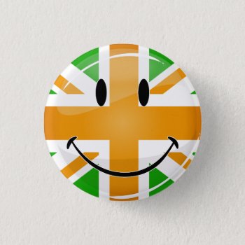 Smiling Proud Irish Brit Flag Button by HappyPlanetShop at Zazzle