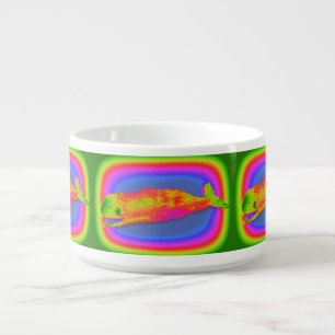 smiling psychedelic whale chili bowl