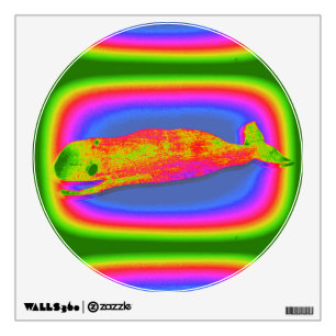 smiling psychedelic whale decal