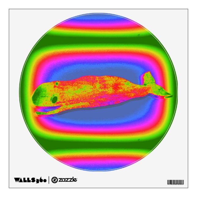 smiling psychedelic whale decal (Front)