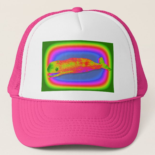 smiling psychedelic whale hat (Front)