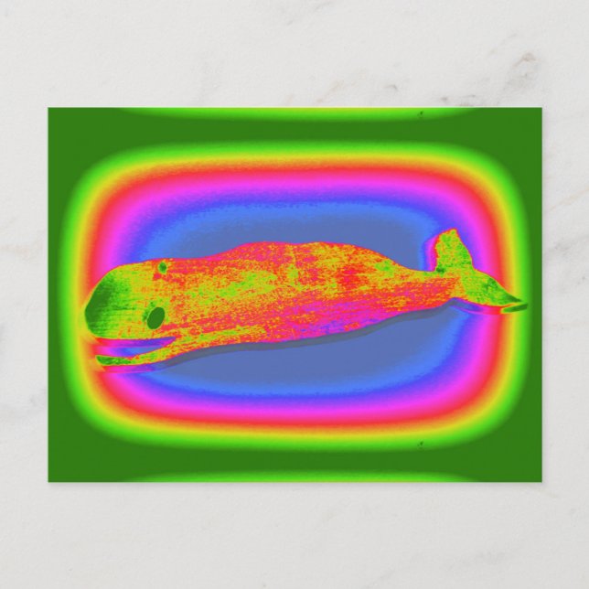 smiling psychedelic whale postcard (Front)